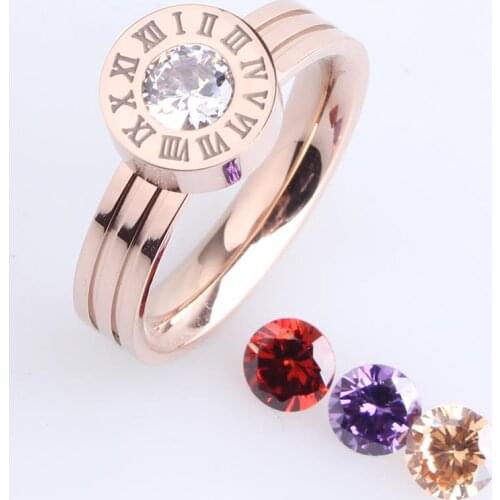 Wedding rings Rome number Change Four color zircon 316L Stainless Steel finger rings for women wholesale