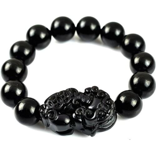 Genuine Jade Bracelet Men Women Natural Obsidian Lucky Pi Xiu Bracelets Fine Jewelry Bangle Real Chinese Jades Stone Accessories