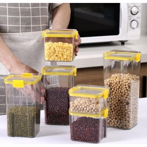 700/1300/1800ML Transparent Sealed Jar Kitchen Storage Box Nut Coffee Bean Storage Jar Household Refrigerator Grain Storage Box