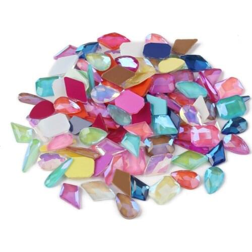 Mix color Mocha Color Rhinestones Mix shape 100Pcs Flat back Crystal Stones for DIY Nails art Decoration