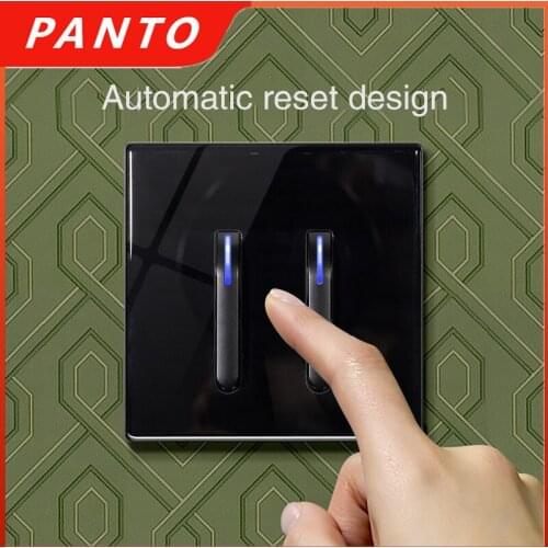 PANTO Luxury LED Light Switch Crystal Pointer Tempered Glass Piano Switch Model Design White Push Button Wall Switches 220V New