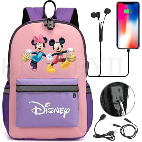 Dusney Minnie Backpack Bags Men Women Teenage Boys Girls School Bags Anime Cartoon Backpacks Print Bags