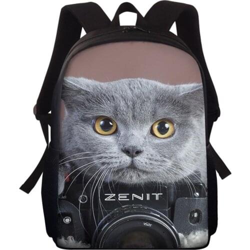 Backpack Custom Pattern Cat Dog Animal Pictures School Bag Schoolbags Teenagers Girls Boys Student Travel Book Bag Kids Mochila