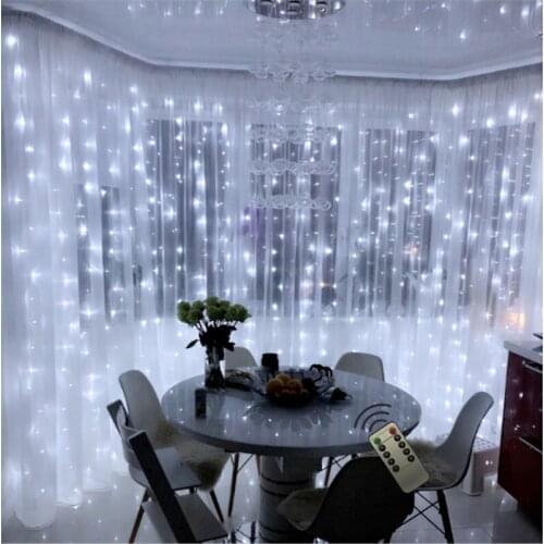 Remote 3x2M LED Copper Curtain battery light LED Fairy icicle Light Holiday lighting for Garden Home Window Wedding Party Decor