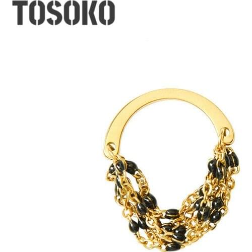 TOSOKO Stainless Steel Jewelry Handmade Oil Drop Ring Multi Link Chain Ring For Women Fashion Ring BSA117