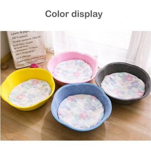 Comfortable Cat Bed House Soft Flower Shaped Felt Fabric Pet Kitten Nest Cage Indoor Washable Kennel Cat Basket Sleeping Bag