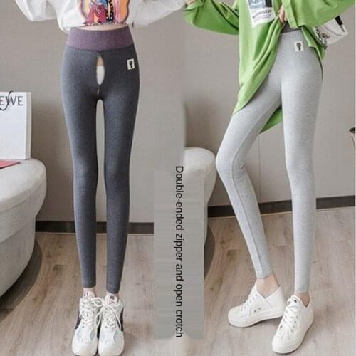 Outdoor Sex Pants For Women Leggings Womens Sexy Spring Autumn Winter Slim Stretch Laggings Zipper Open Crotch Sexual Trousers