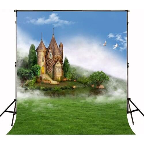 VinylBDS Castle Holiday Photo Backdrops For Children Photo Studio Backgrounds Blue Sky Washable Photography Backdrops