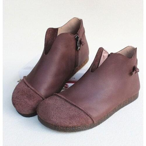 Womens Shoes Autumn Boots 100% Genuine Leather Woman Ankle Boots Zip Slip on Fall Ladies Rubber Boots Female Footwear