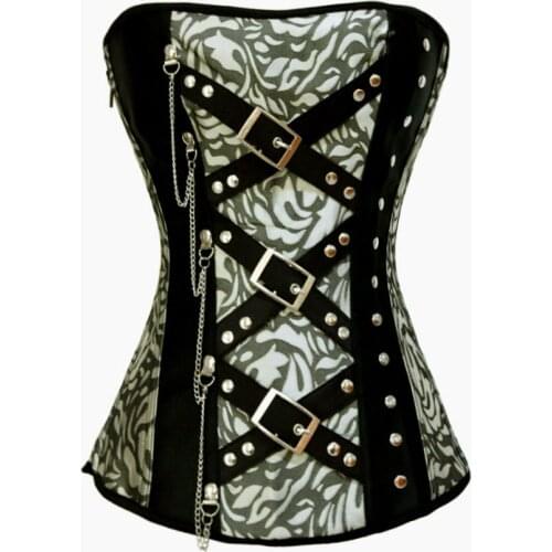Shapers bodysuit women Slimming Underwear Waist Cincher Print Classic Jacquard Corset with Rivets and Chain