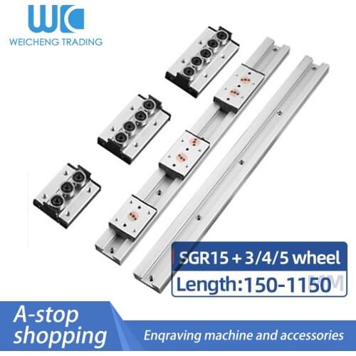 1/2PC Built-in Dual-Axis Core Linear Guide SGR15 The Length is 150-1150mm + 1/2/4PC SGB15-3/4/5 Wheel Slide Rail Combination
