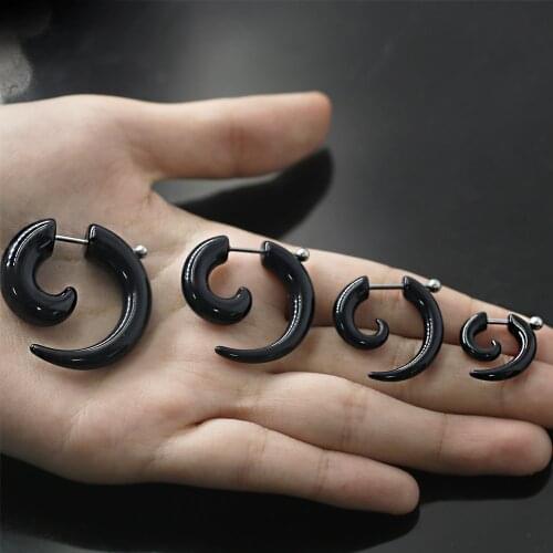 1 Pcs Acrylic Black Snails Shape Fake Ear Expander Stretch Plugs Tunnels Earrings Studs Piercing Sexy Body Jewelry Accessories