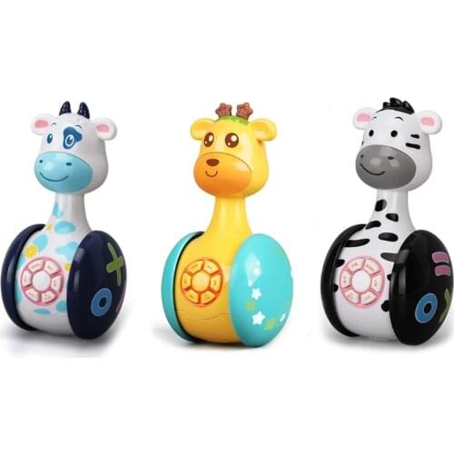 1Pc Interactive Learning Development Tumbler Toy, Cow /Zebra/ Giraffe Puzzle Rattle Sliding Tumbler Toy for Toddlers 69HE