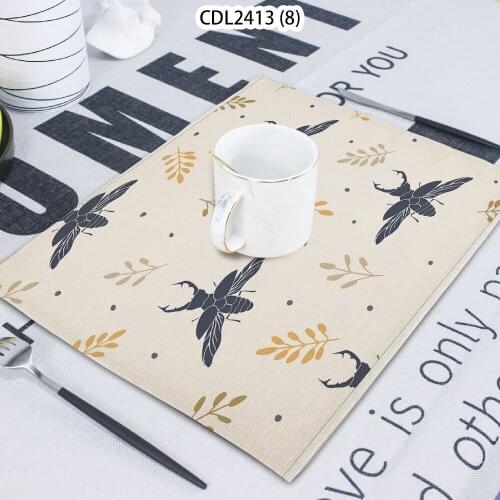 1 Pcs Plant And Insect Pattern Leaf Calico Towel Cloth Home Decoration Table Mat Cloth Tea Towel Coaster 42*32 Servilletas Tela