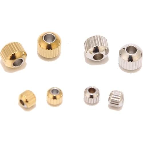 100pcs Stainless Steel Gold 4mm/6mm Tube Spacer Beads Ridged Cyclinder Loose Beads for DIY Jewelry Necklaces Bracelets Findings