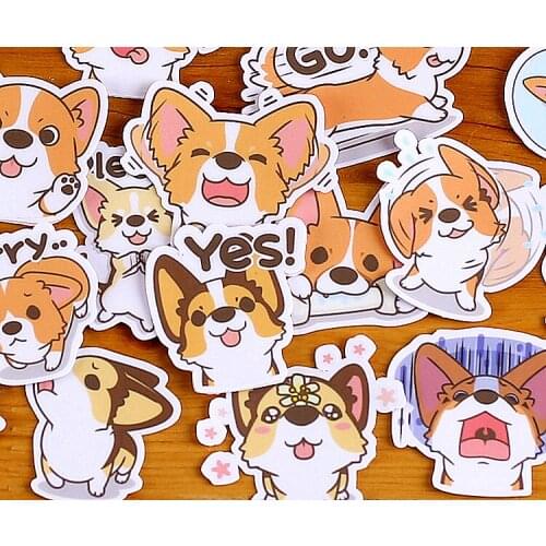 38pcs Cartoon Cute Little Corgi Sticker DIY Scrapbooking Album Diary Happy Planner week Decoration Sticker