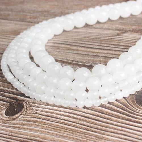LingXiang natural Jewelry 6/8/10/12mm white jades Loose Beads DIY men and women Bracelet Necklace anklet Accessories