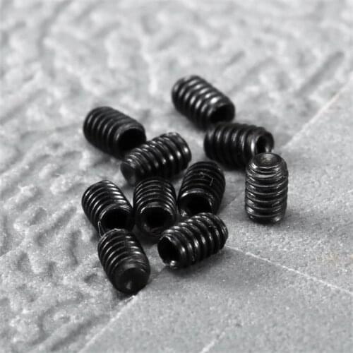 50Pcs M2(2mm) *3mm Black Carbon Steel Allen Hex Socket Cap Head Machine Grub Screws Nuts Headless Cup Point Bolts Fasteners Set