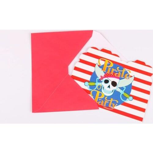 6pcs/lot Pirate Captain Theme Cartoon Party Paper Invitation Card Kids Happy Birthday Party Supplies Decoration Favors