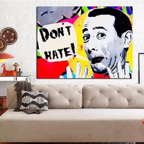 Abstract Street Art Oil Painting Graffiti Don't Hate Pop Art HD Print on Canvas Poster Wall Art Picture for Living Room Cuadros