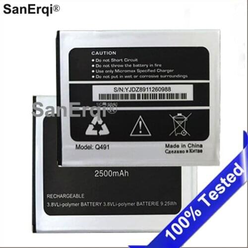 Battery For Micromax Q491 2500mah Mobile Replacement Li-ion Polymer Battery Bateria for Micromax Q491 Accumulator Battery