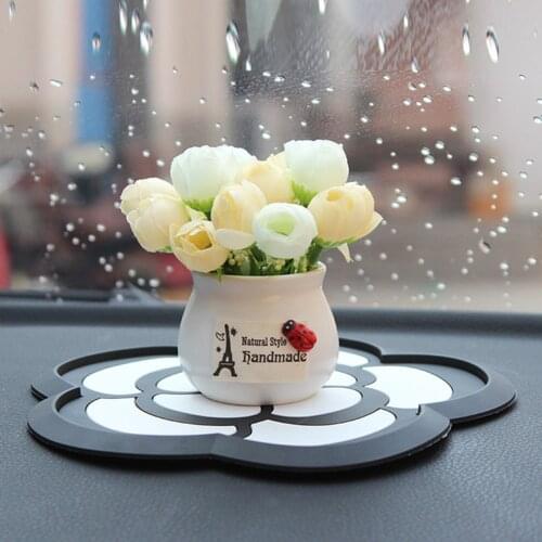 Auto Ornaments Creative Car Potted Plant Flowers Dashboard Decorations Beautiful Flowers Auto Interior Decor Car Accessories