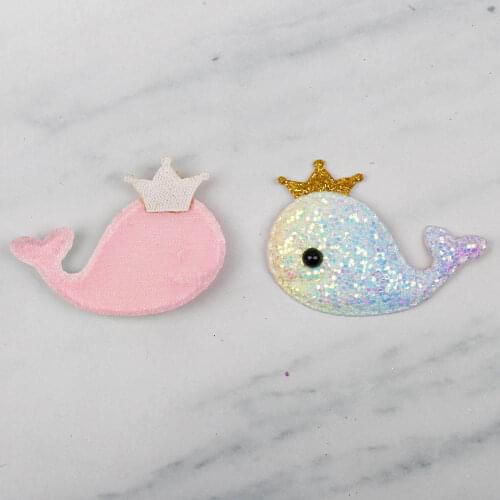 JOJO BOWS 5pcs Light Rainbow Onionn Glitter Embossed Belt Patches Crown Dolphin Elephant For Apparel Sewing DIY Headwear Crafts