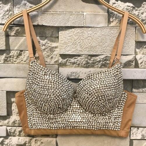 Shiny Rhinestone Bra Nightclub Party Female Singer Festival Tops Gogo Dancer Stage Costumes Pole/Jazz Dancing Clothes DQL3877