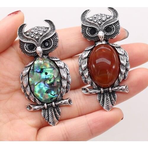 New Lovely Animal Owl Brooches for Women Men Natural Tiger Eye Stone Cabochons Pins Brooch Pendant Party Jewelry Accessories