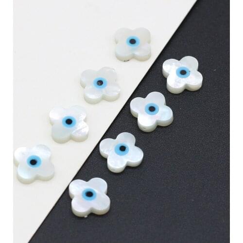 10x10mm Natural Evil eye Shell Beads Flower Shape Loose Bead for Jewelry Making DIY Necklace Bracelet Accessories