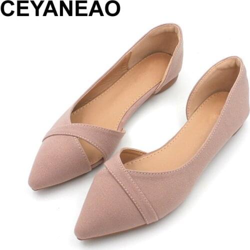CEYANEAO Fashionable casual shoes with flat shoes new womens summer breathable comfortable soft soles pointed toe womens shoe