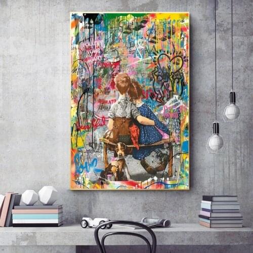 Banksy Graffiti Street Art Oil Paintings on The Wall Two Little Guess Wall Art Posters and Prints Pop Art for Home Decoration