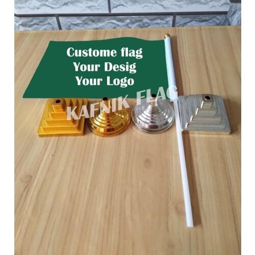 KAFNIK,Custom any design any logo flag office table desk flag plastic base with 14*21cm for home Decoration