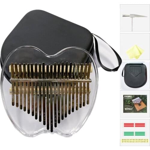 Kalimba Thumb Piano Crystal Transparent Bear\Apple\Outer Space Beginner Musical Instrument Portable Finger Mbira 17 Key with Bag