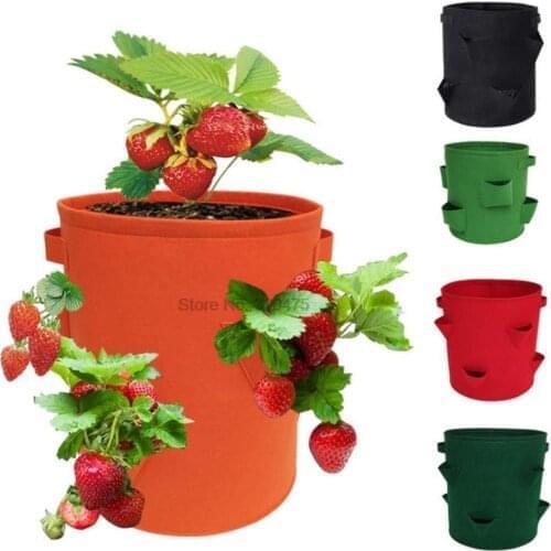 50pcs 38*22cm Porous Strawberry Planting Bag Plantation Bag Home Garden Hanging Herb Bag