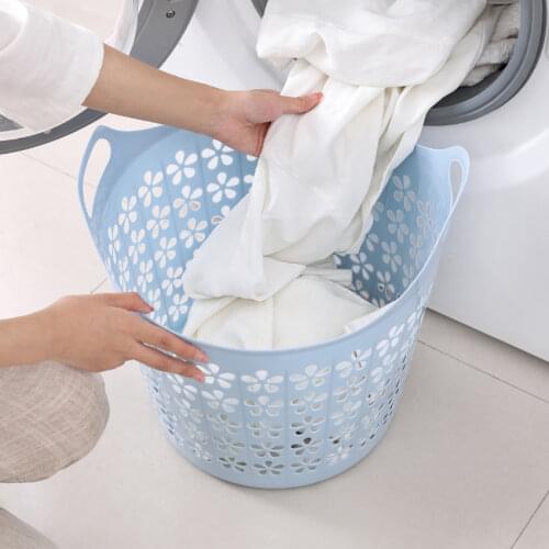 High Capacity Laundry Basket Household Hollow Laundry Storage Bucket Dirty Clothes Clothing Basket Holder Organizer