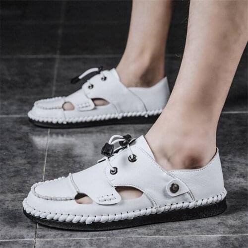 Summer Trend Men BAOTOU Sandals Sewing Thread Leather Casual Shoes 2021 Outdoor Men Beach Roman Footwear Zapatos De Hombre