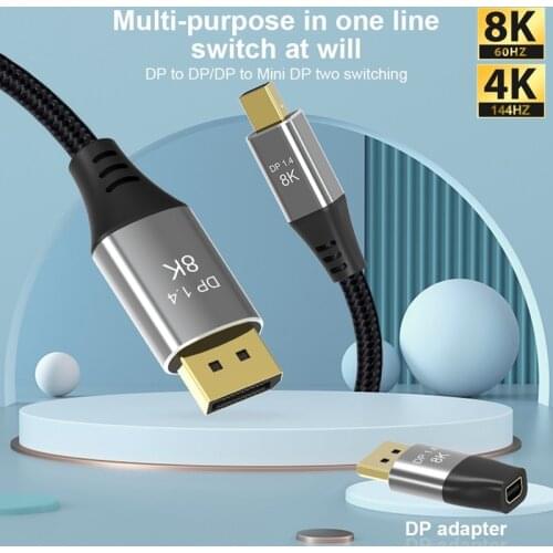 DP1.4 Displayport to Mini DP Bidirection 8K Adapter for Cable Extension Testing