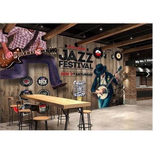 Custom mural on the wall 3d wallpaper Vintage retro jazz bar wood plank background home decor photo wallpaper for living room
