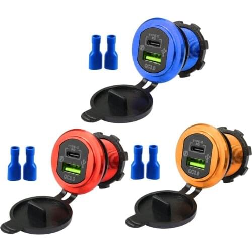 Portable 12V 24V QC3.0 USB Type C PD Fast Charger Plug Socket LED Lighter Power Adapter Auto Parts N7MC