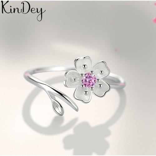 Luxury Brand Cheery Flower Rings For Women Wedding Engagement Charm Knuckle Rings Men Vintage Jewelry Romantic Party Gift