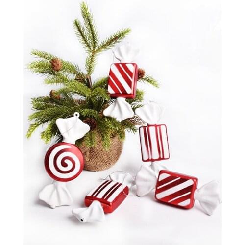 Christmas tree decoration red and white 15CM painted candy ornaments scene layout props gifts
