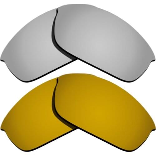 Silver Mirrored & Bronze Gold Mirrored Polarized Replacement Lenses for Flak Jacket Frame 100% UVA & UVB