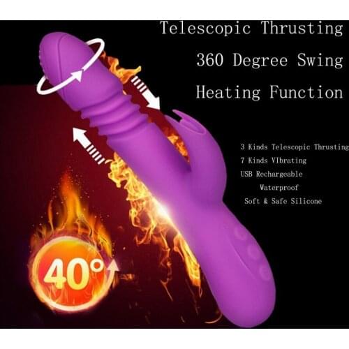 Silicone Heating Thrusting 360 Degree Swing Rabbit Vibrator Clitoris G Spot Stimulator Dildo Vibrator Rechargable Women Toys