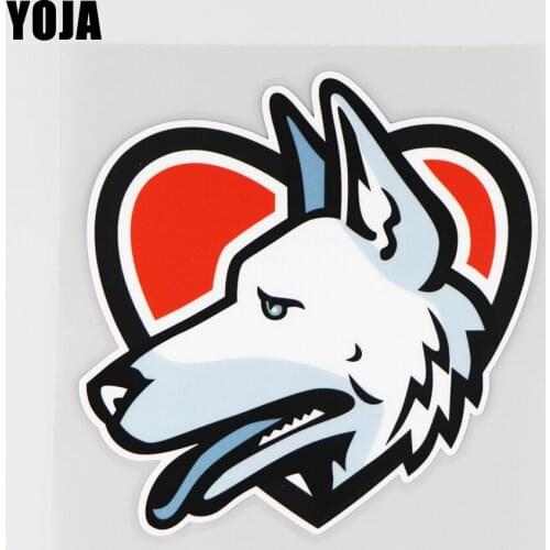 YOJA 13.5X13.7CM Modern Cartoon Wolf Head Vinyl Decal Love Heart Decor Car Sticker 19A-0131