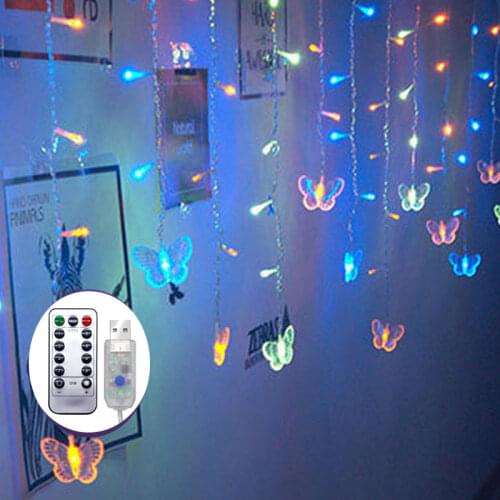 3.5m 16 Butterfly LED Curtain Lights CHRISTMAS Guirlande Holiday Lighting LED String Fairy Lights Luces Decorativas De Navidad