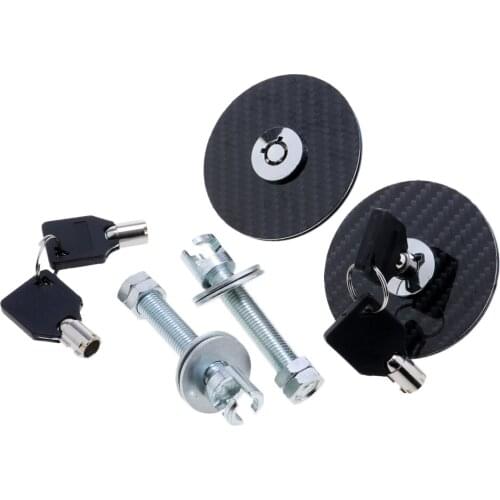 Racing Mount Bonnet Hood Pins Latch Key Locking Kit Carbon Black Universal