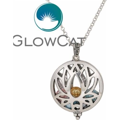 V1269 Lucky Lotus Aroma Necklace Essential Oil Diffuser Magnetic Closure Locket Bohemia Necklace