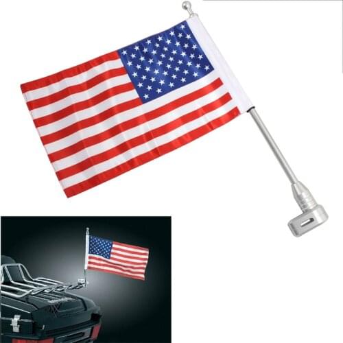 Motorcycle Custom Decorative US American Flag Pole Luggage Rack Vertical Mount Parade For Honda GoldWing GL1800 GL1500 2001-2011
