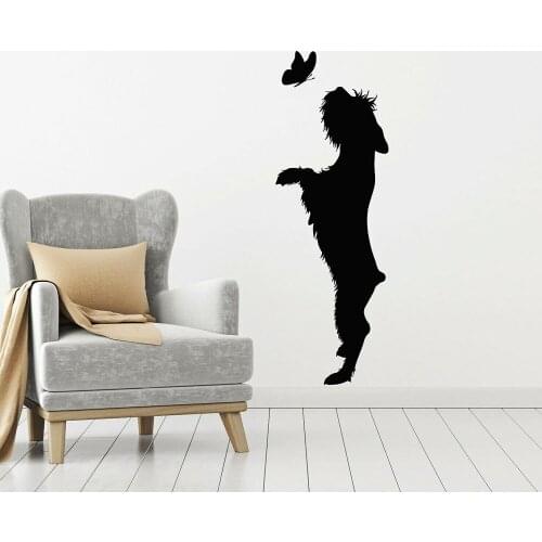 Vinyl Wall Decal Dog Butterfly Pet Home Animal Care Nursery Stickers Removable Wall Decoration Wallpaper G767